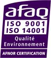 certification ISO9001 et ISO14001 valable jusqu'au 28/02/2028